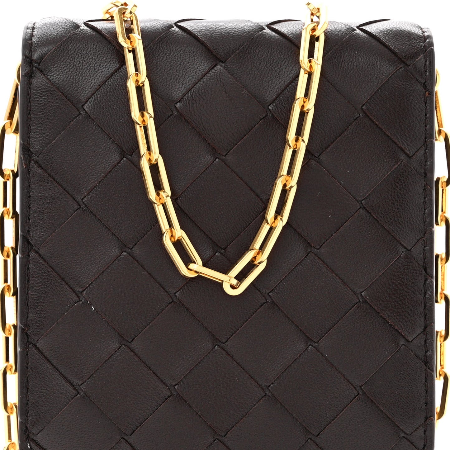 Nappa Intrecciato Card Case On Chain Fondant