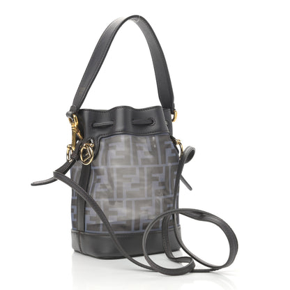 Fendi Mesh Vitello Grace F is Fendi FF 1974 Mini Mon Tresor Bucket Bag Azzurro Black Ebano 3 of 10