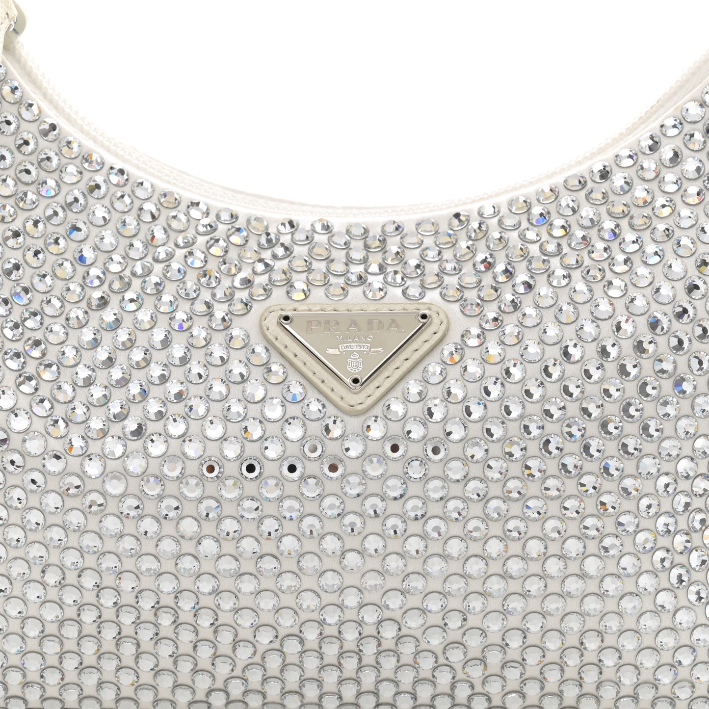 Satin Crystal Mini Re-Edition 2000 Bag White