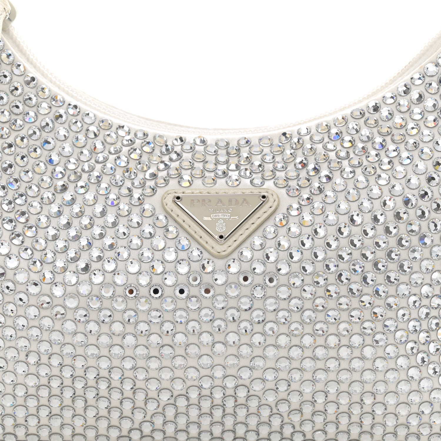 Prada Satin Crystal Mini Re-Edition 2000 Bag White 8 of 12