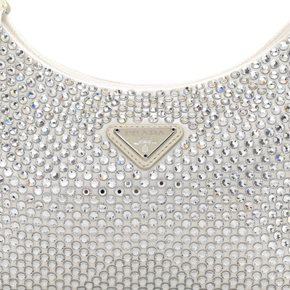 Prada Satin Crystal Mini Re-Edition 2000 Bag White 8 of 12