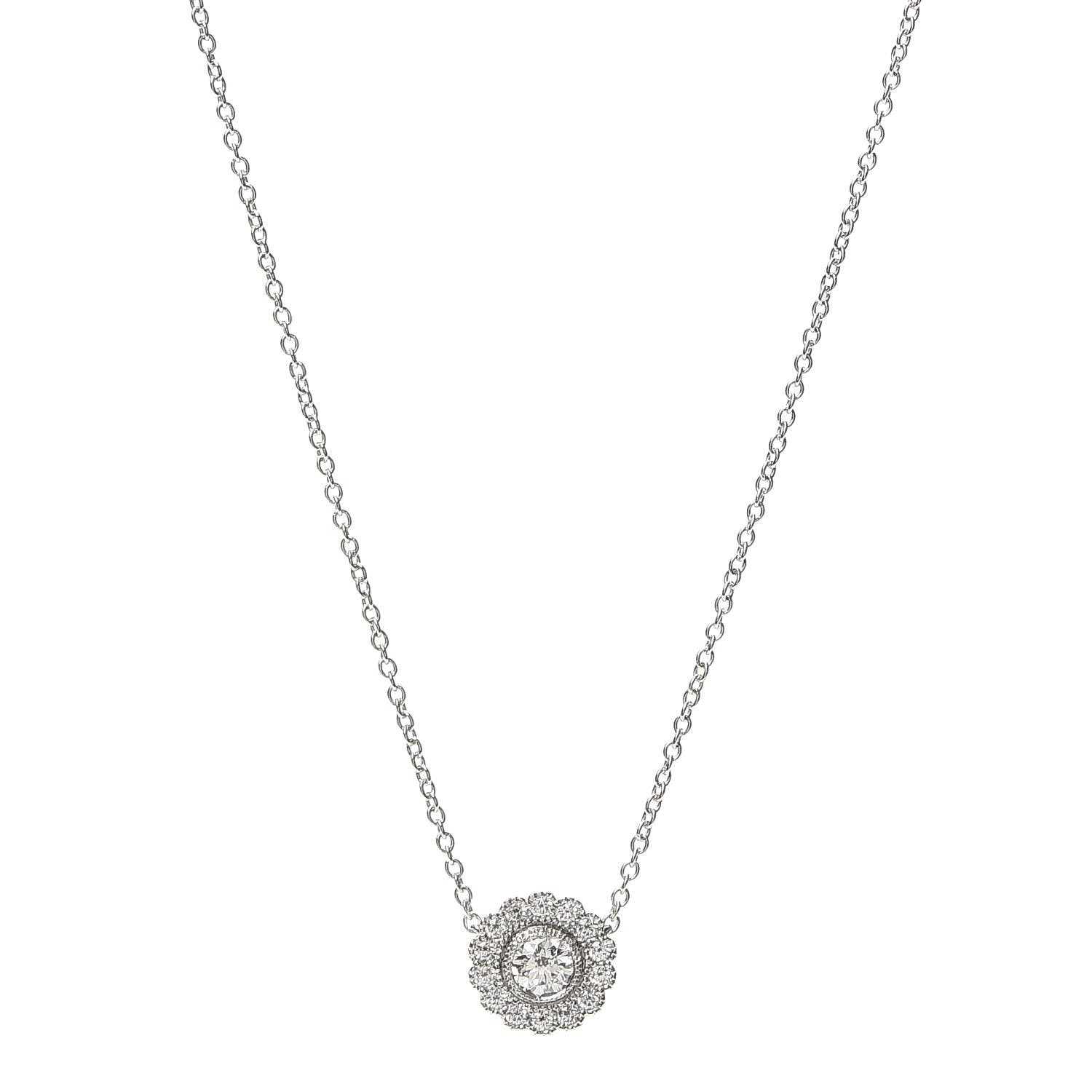 Tiffany Platinum Diamond Enchant Flower Pendant Necklace 1 of 5