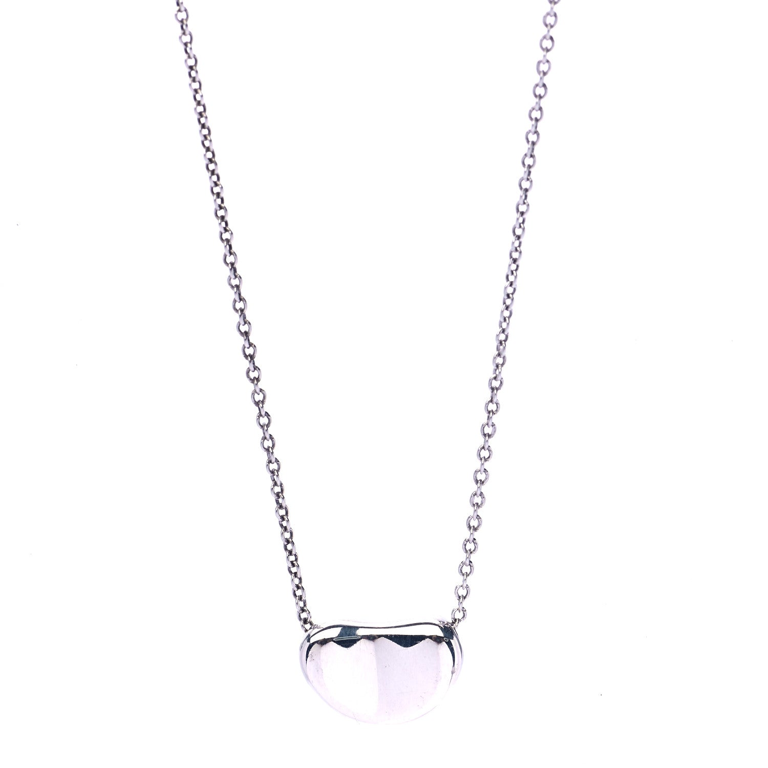 Tiffany Sterling Silver 12mm Elsa Peretti Bean Pendant Necklace 1 of 6