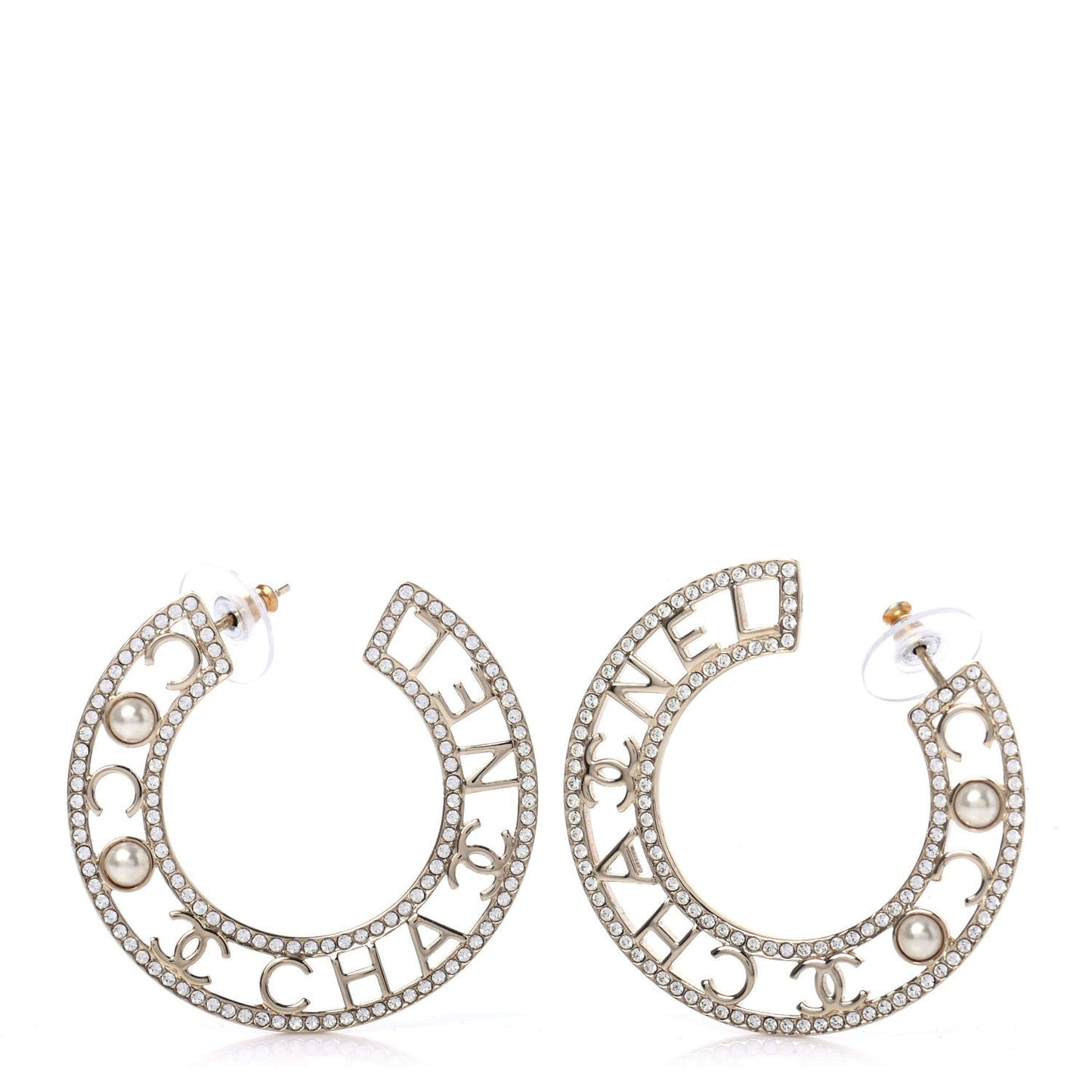 Crystal Pearl Bow-tiful CC Hoop Earrings Gold
