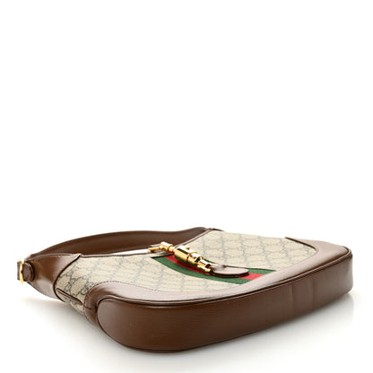 Gucci GG Supreme Monogram Azalea Calfskin Web Small Jackie 1961 Hobo Beige Ebony Brown Sugar 4 of 13