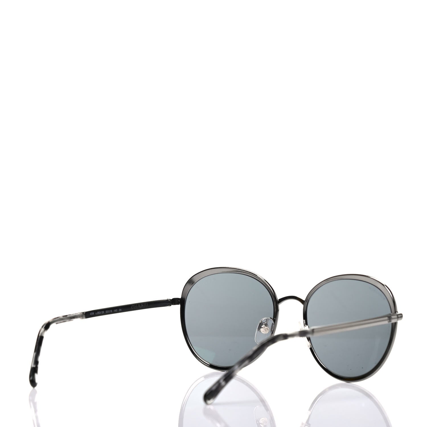 Chanel Round Spring Sunglasses 4206 Black Silver 4 of 8