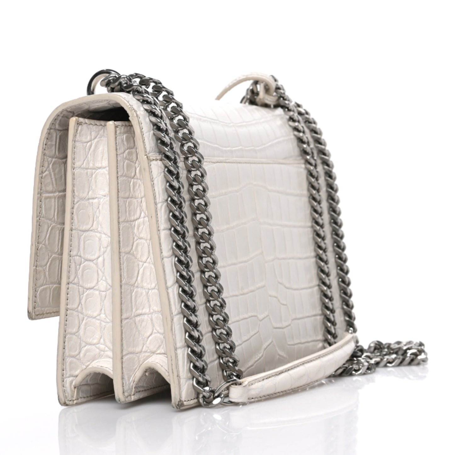 Calfskin Crocodile Embossed Medium Monogram Sunset Blanc Vintage