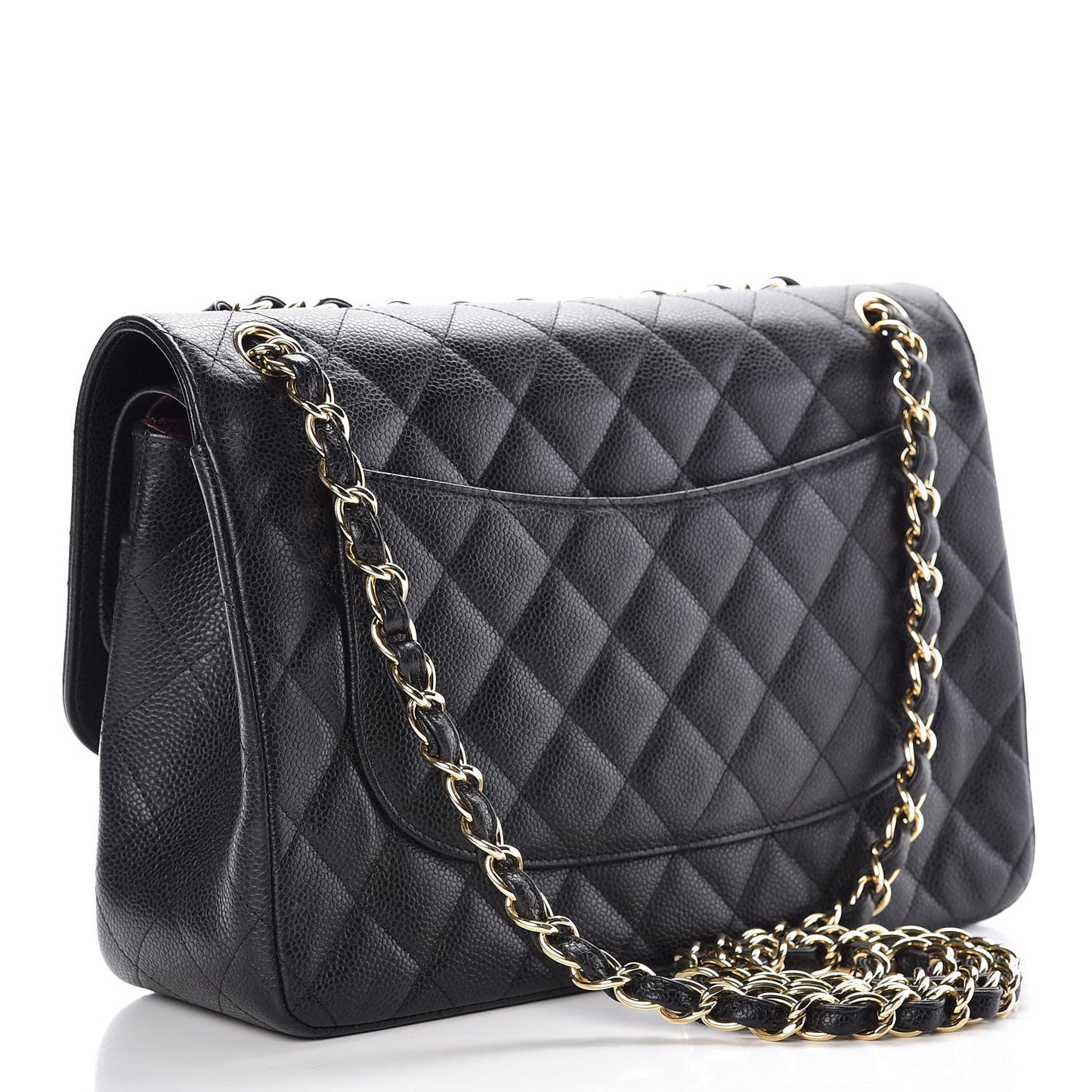 Caviar Quilted Jumbo Double Flap Black
