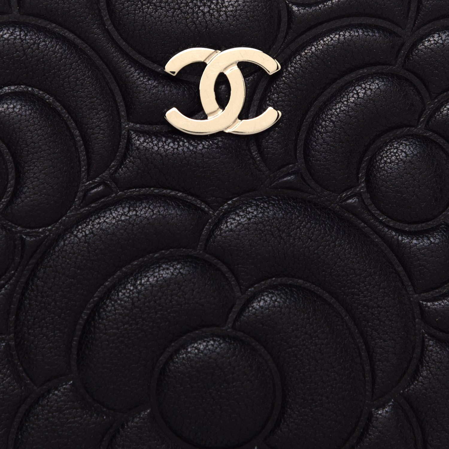 Chanel Goatskin Camellia Embossed Cosmetic Pouch Black 8 of 12