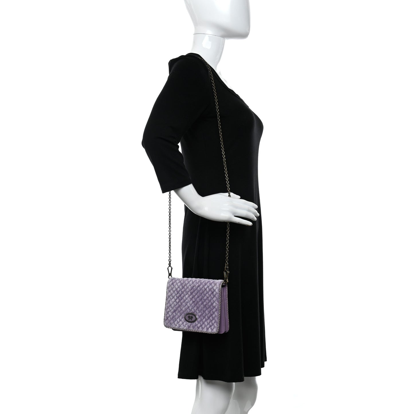 Velvet Ayers Intrecciato Butterfly Chain Wallet Lilac