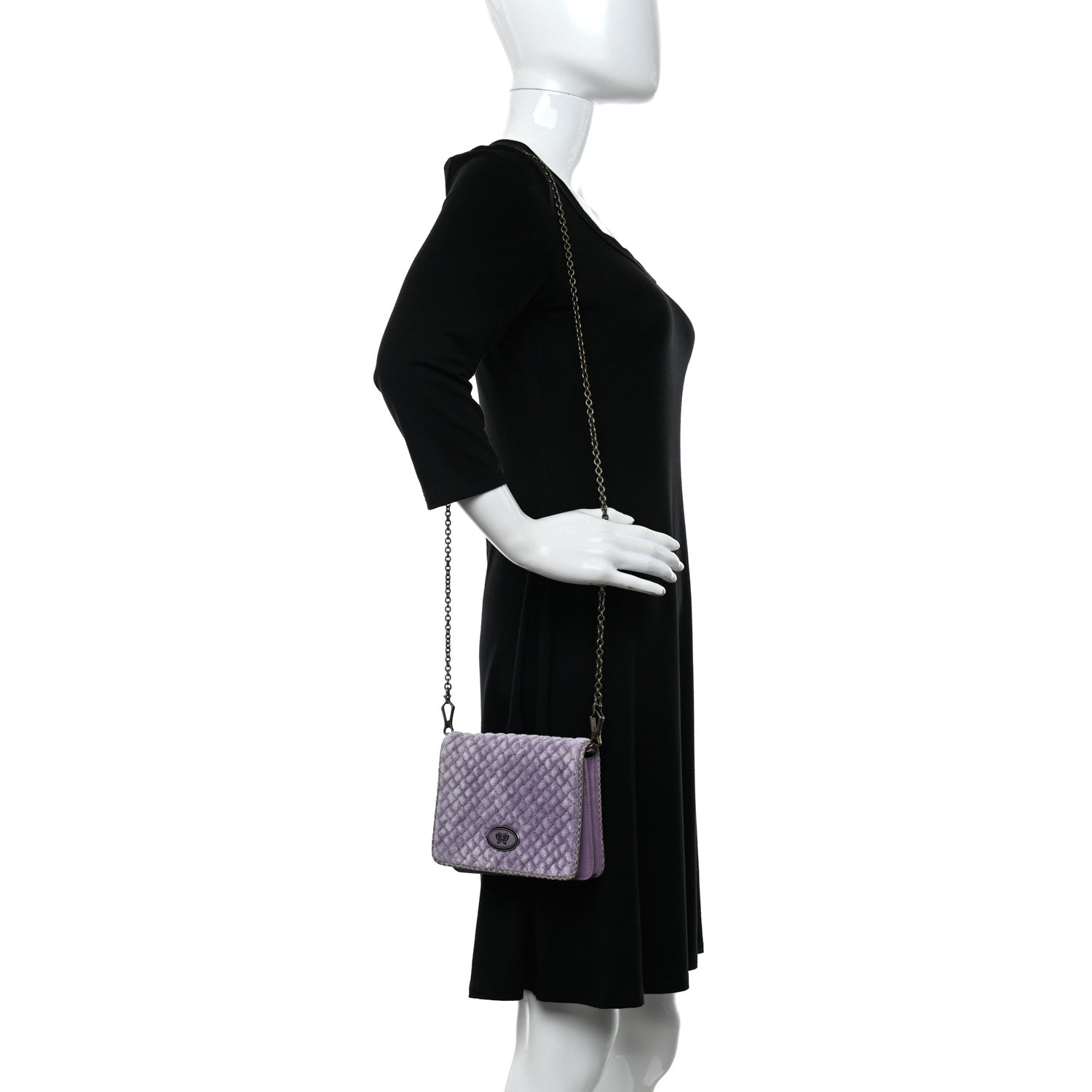 Bottega Veneta Velvet Ayers Intrecciato Butterfly Chain Wallet Lilac 2 of 10