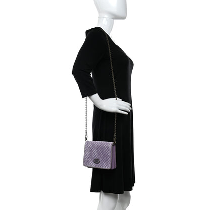 Bottega Veneta Velvet Ayers Intrecciato Butterfly Chain Wallet Lilac 2 of 10