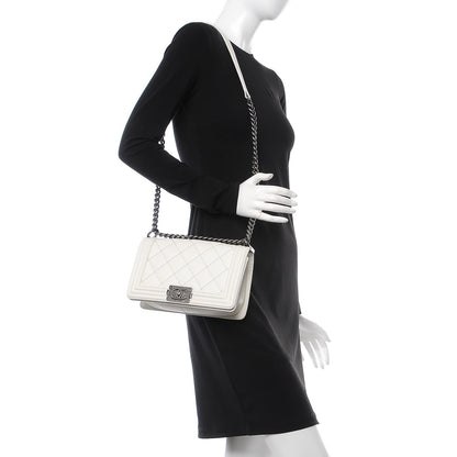 Chanel Calfskin Double Stitch Medium Boy Flap White 2 of 7