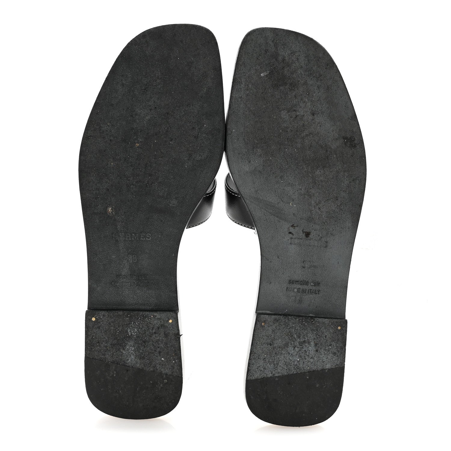 Hermes Box Calfskin Oran Sandals 38 Black 6 of 10