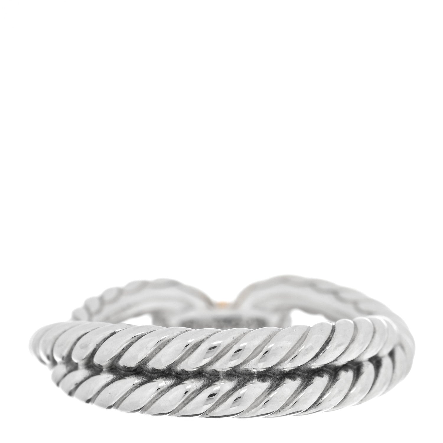 David Yurman Sterling Silver 18K Yellow Gold Cable Loop Ring 50 5.5 3 of 4