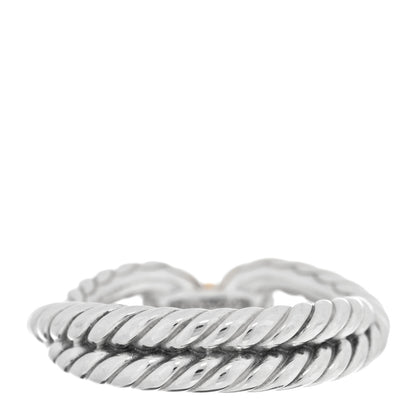 David Yurman Sterling Silver 18K Yellow Gold Cable Loop Ring 50 5.5 3 of 4