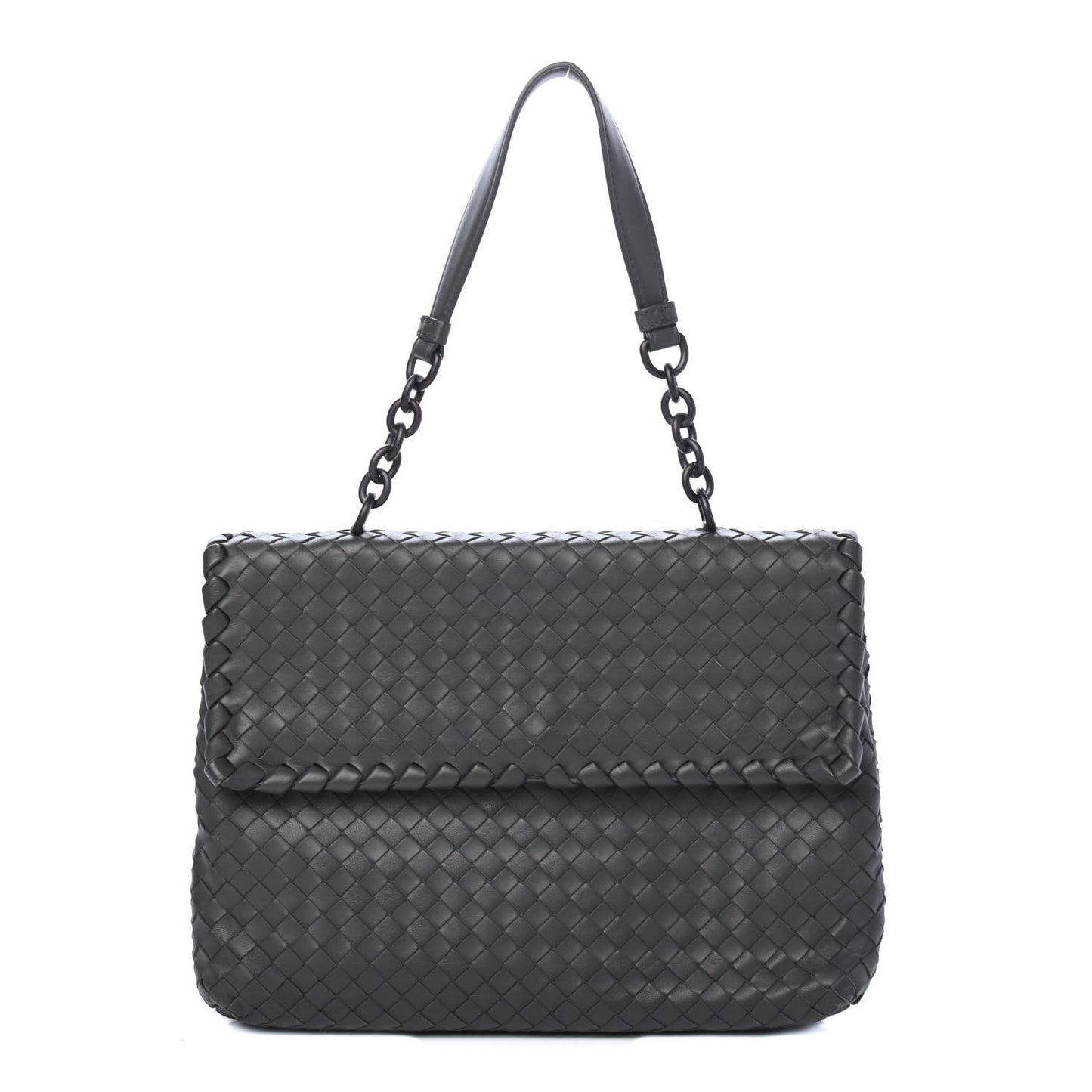 Nappa Intrecciato Flap Bag Light Grey