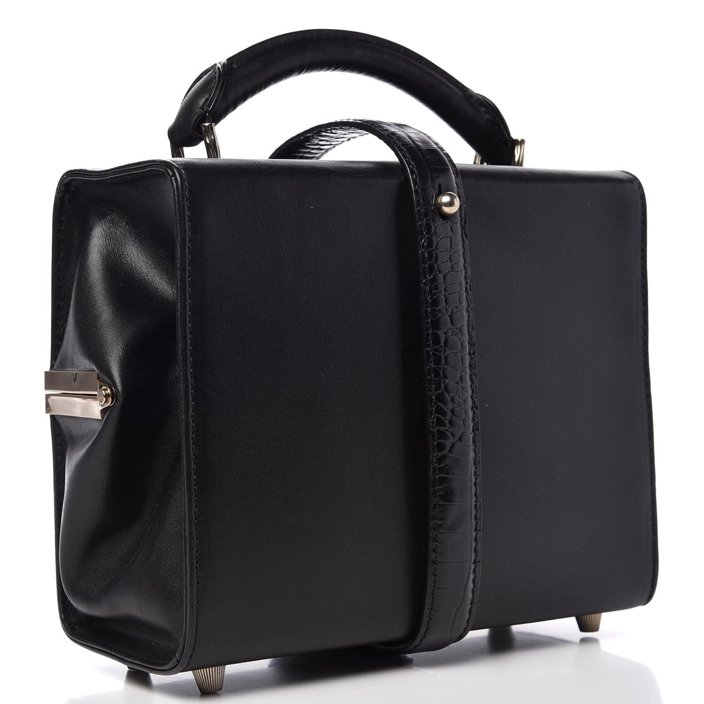 Calfskin Crocodile Embossed Tai Dopp Kit Bag Black