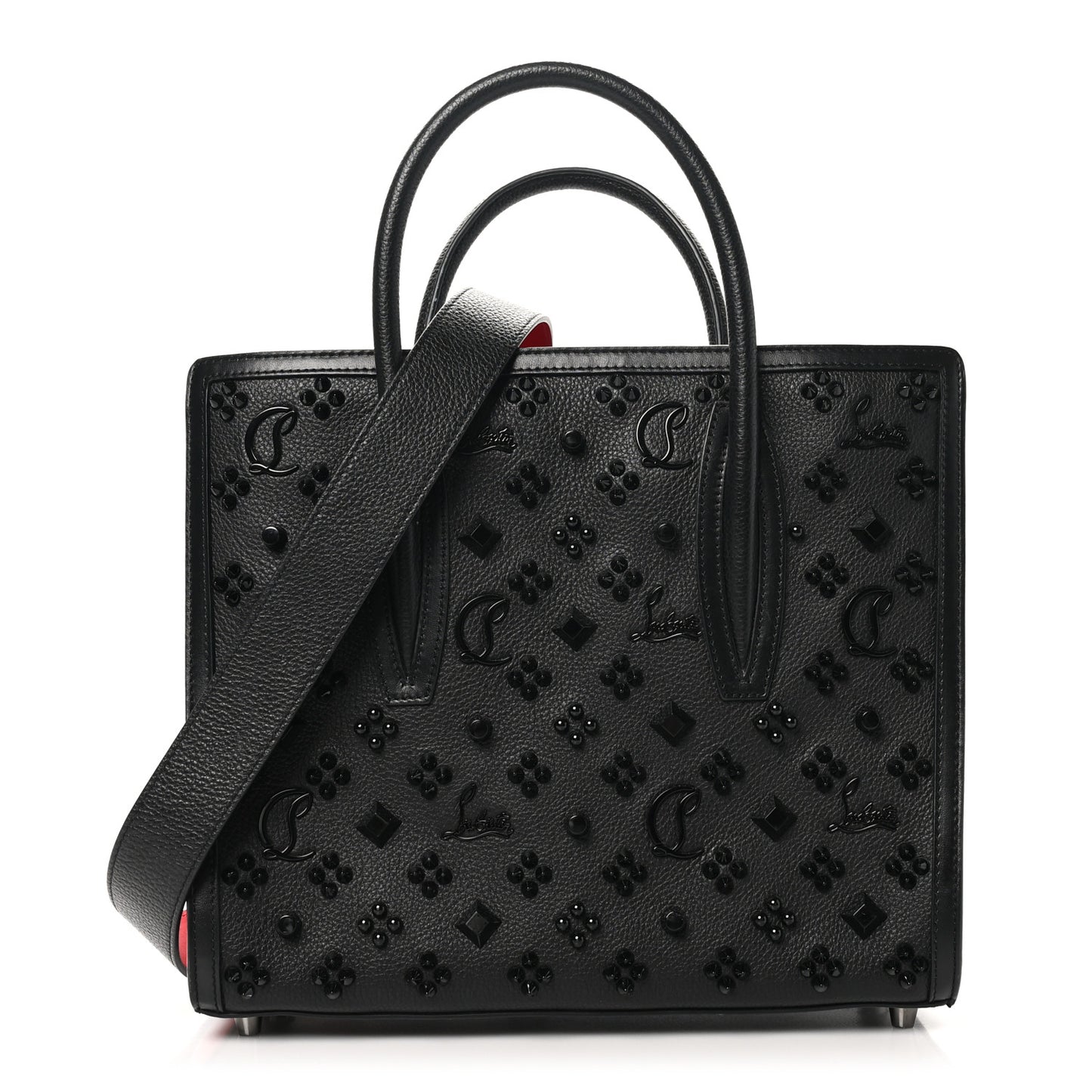 Calfskin Spikes Loubinthesky Medium Paloma Black