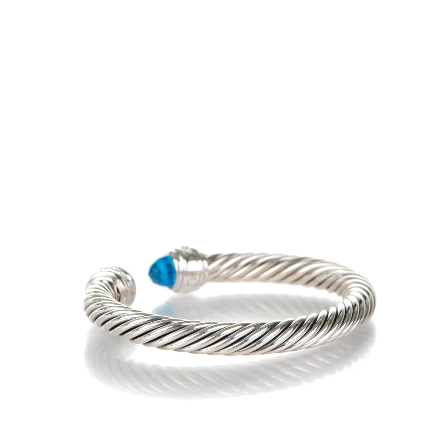 Sterling Silver Blue Topaz Diamond 7mm Cable Classics Bracelet