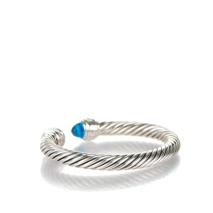 David Yurman Sterling Silver Blue Topaz Diamond 7mm Cable Classics Bracelet 3 of 5