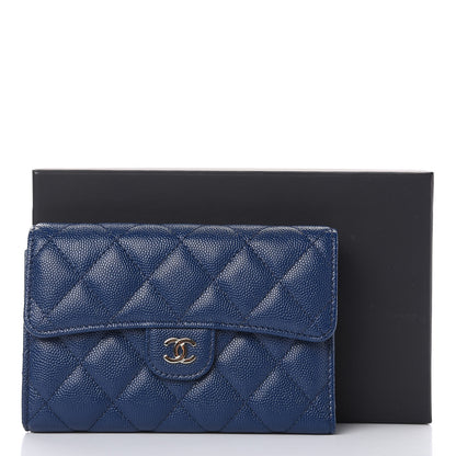 Chanel Caviar Quilted Medium Flap Wallet Dark Blue 8 of 8