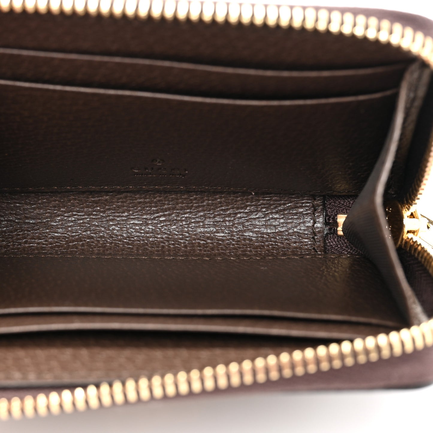 GG Supreme Monogram Textured Dollar Calfskin Web Ophidia Zip Around Card Case Wallet Beige Ebony New Acero
