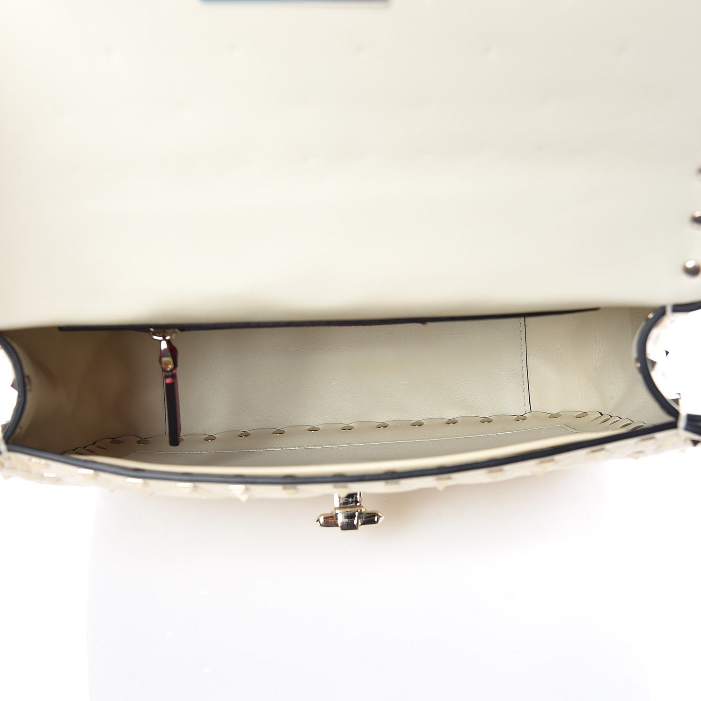 Nappa Medium Rockstud Spike Shoulder Bag Light Ivory