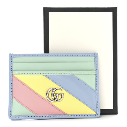 Gucci Calfskin Matelasse Diagonal GG Marmont Card Holder Wallet Multicolor Pastel 7 of 7