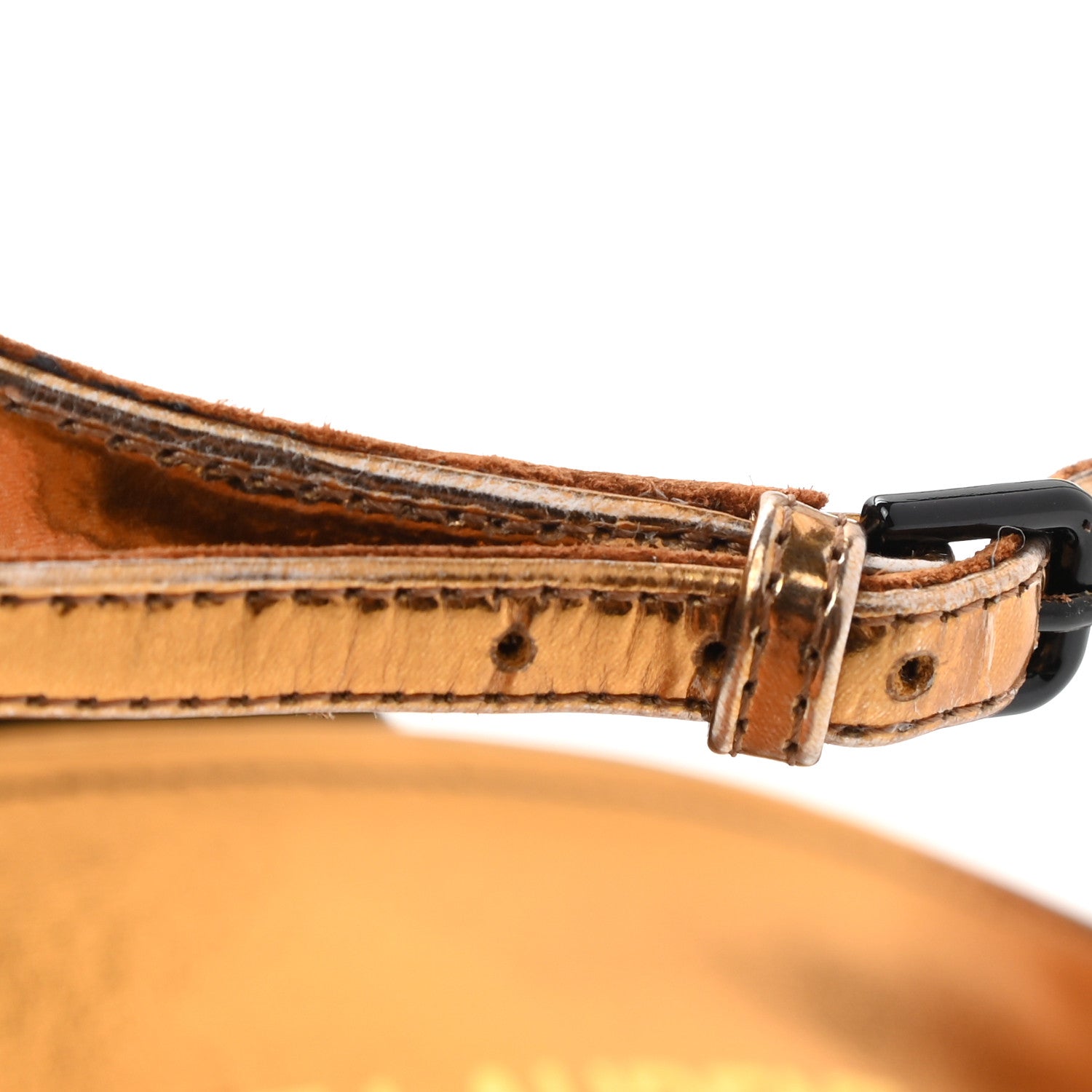 Saint Laurent Metallic Lambskin Amber 105 Ankle Strap Sandals 38.5 Egypt Gold 9 of 12