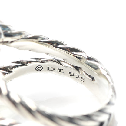 David Yurman Sterling Silver Diamond Prasiolite 15mm Cushion On Point Ring 54 6.75 5 of 5