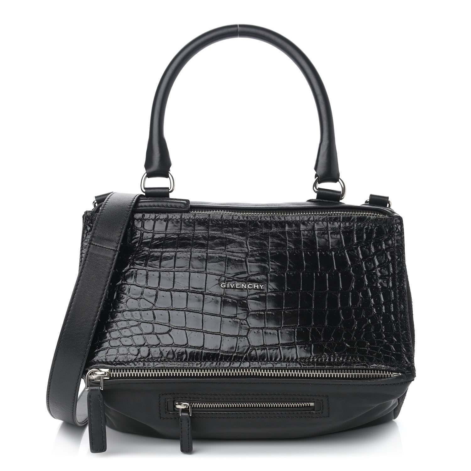Givenchy Smooth Calfskin Crocodile Embossed Medium Pandora Black 1 of 10