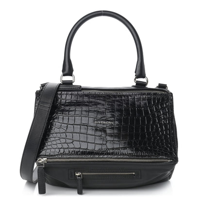 Givenchy Smooth Calfskin Crocodile Embossed Medium Pandora Black 1 of 10