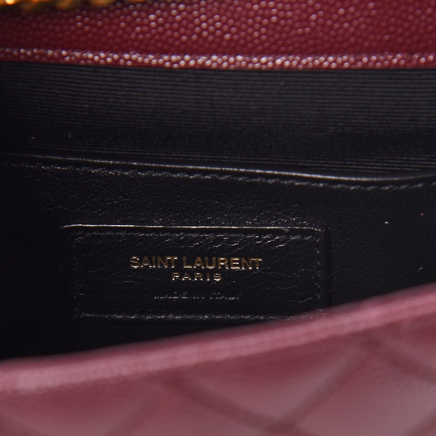 Grain De Poudre Textured Mixed Matelasse Triquilt Small Monogram Satchel Burgundy