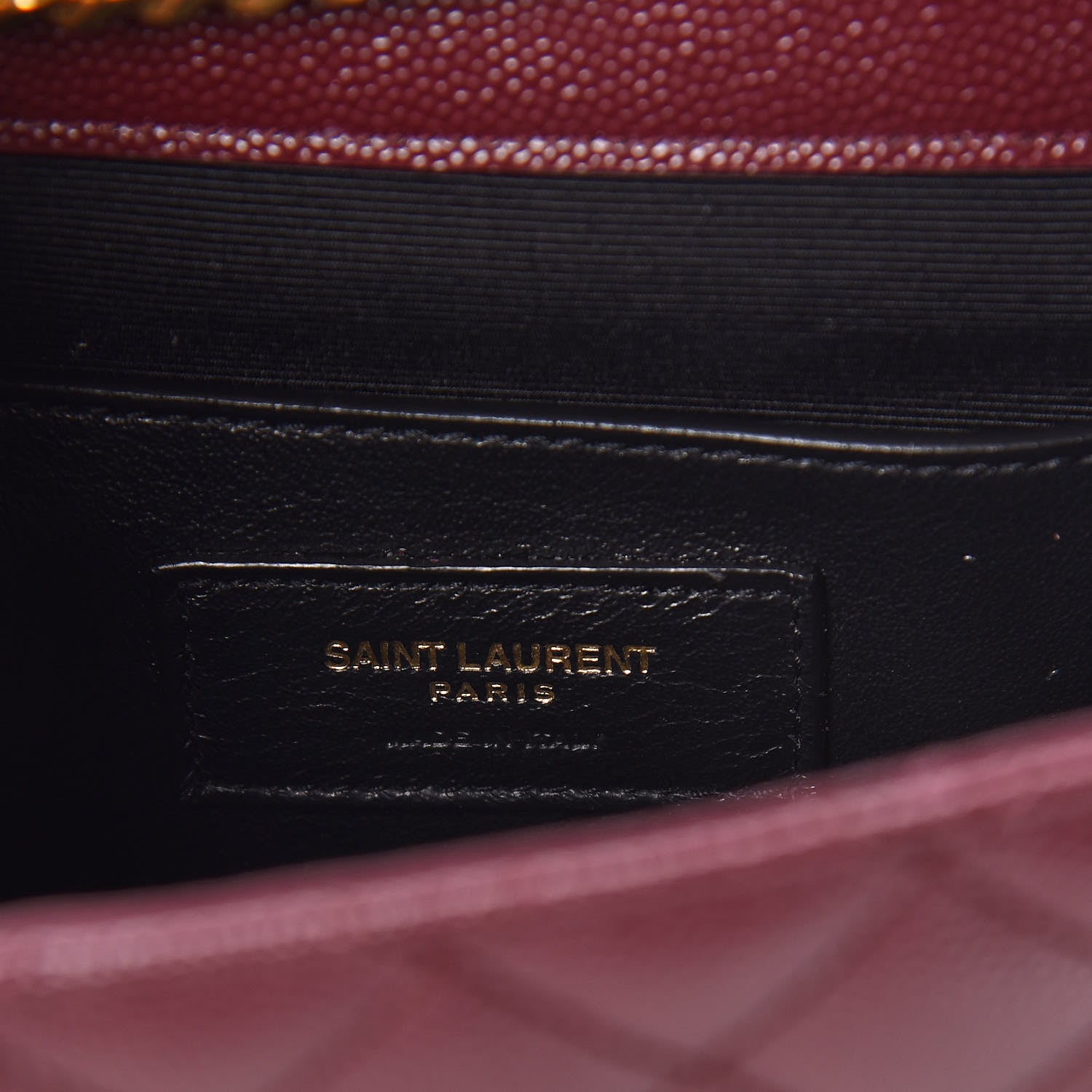 Saint Laurent Grain De Poudre Textured Mixed Matelasse Triquilt Small Monogram Satchel Burgundy 6 of 8