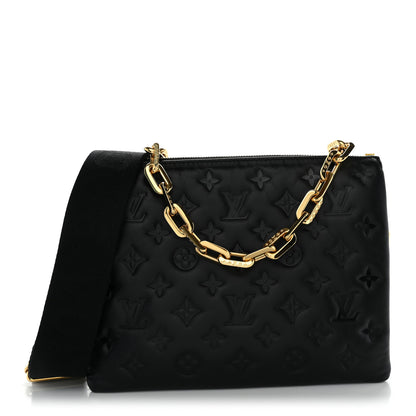 Louis Vuitton Lambskin Embossed Monogram Coussin PM Black 1 of 9