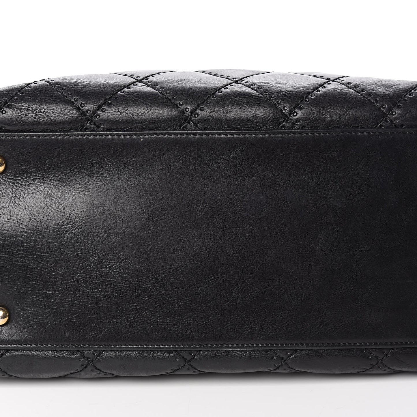 Calfskin Quilted Retro Chain Tote Black