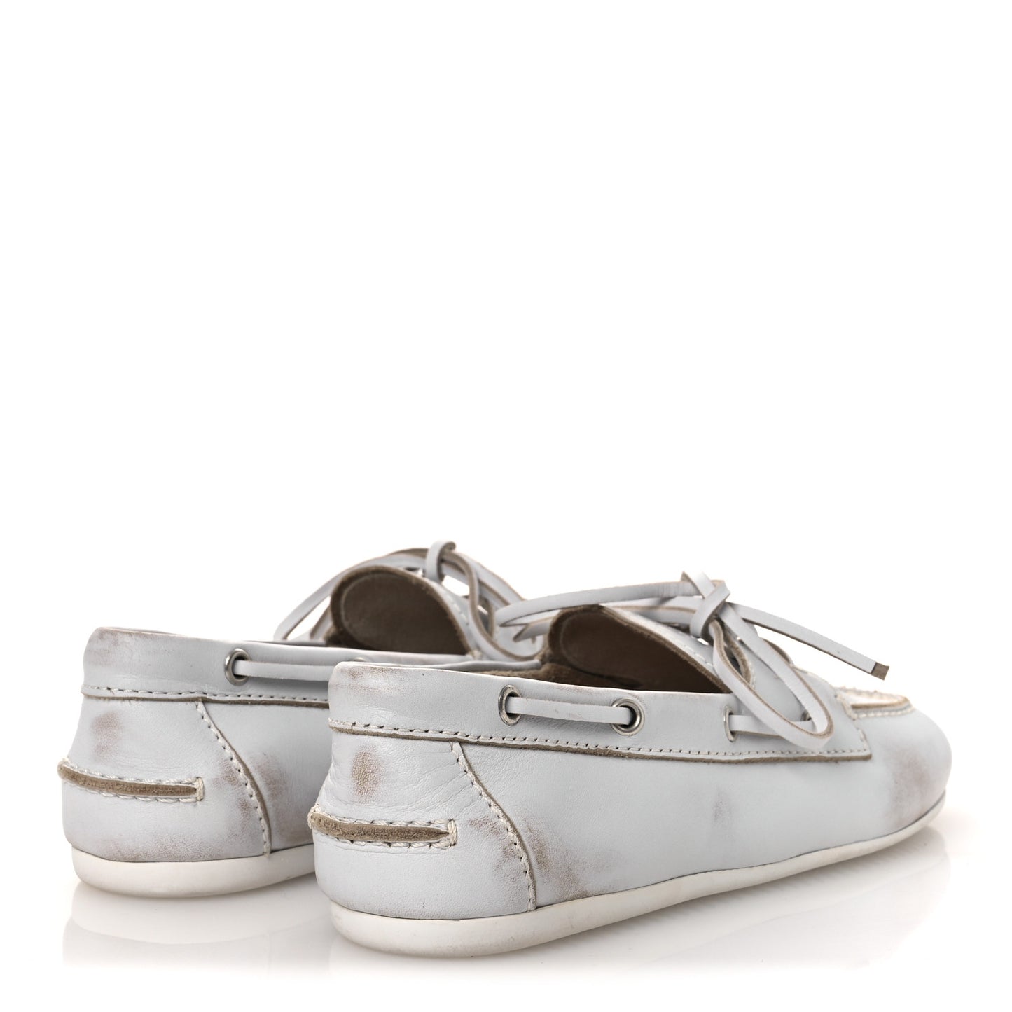 Vitello Deco Boat Loafers 37 White