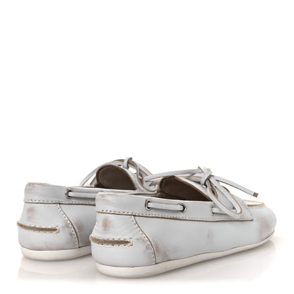 Miu Miu Vitello Deco Boat Loafers 37 White 5 of 13