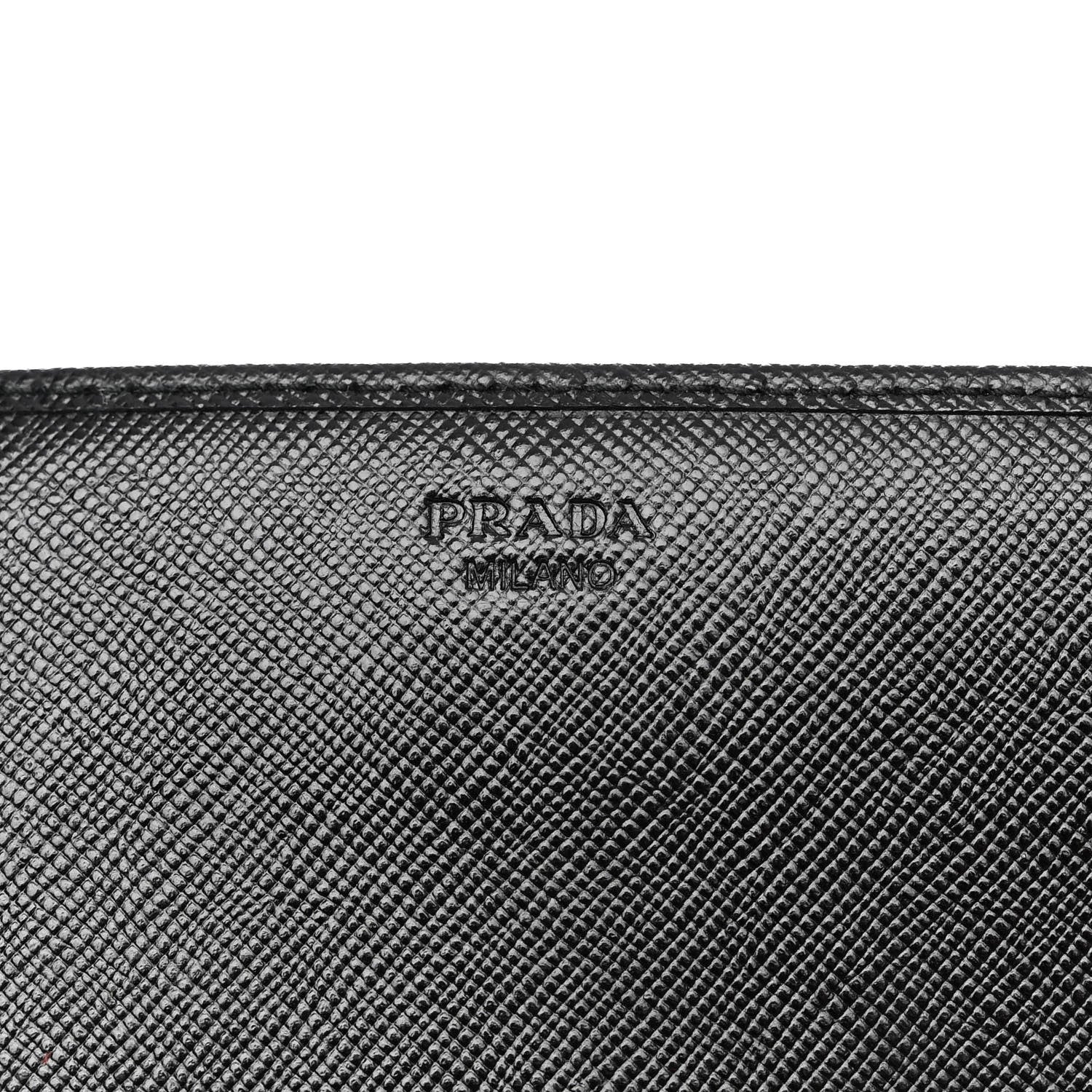 Prada Saffiano Metal Oro Chain Wallet Black 6 of 10