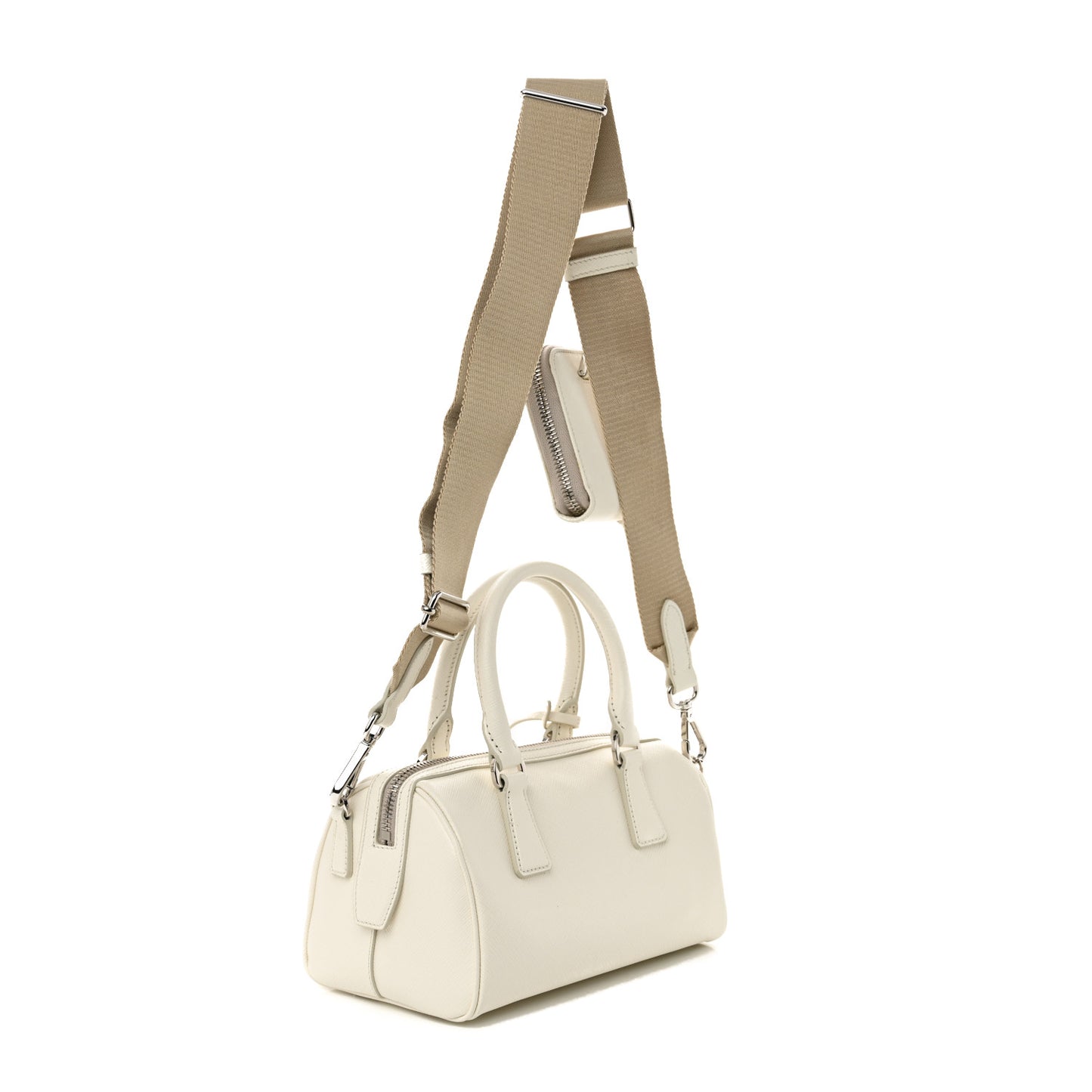 Saffiano Lux Top Handle Crossbody Bag White