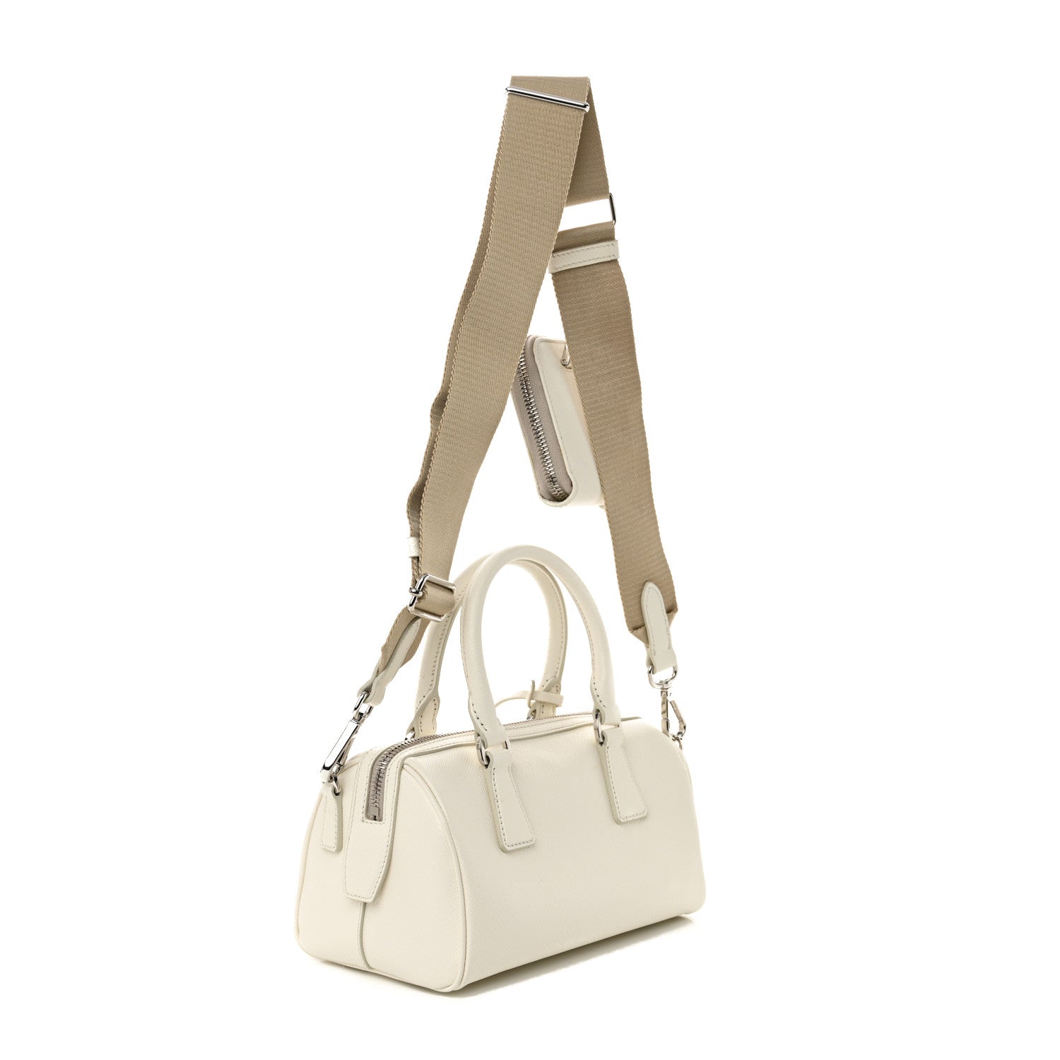 Prada Saffiano Lux Top Handle Crossbody Bag White 3 of 10