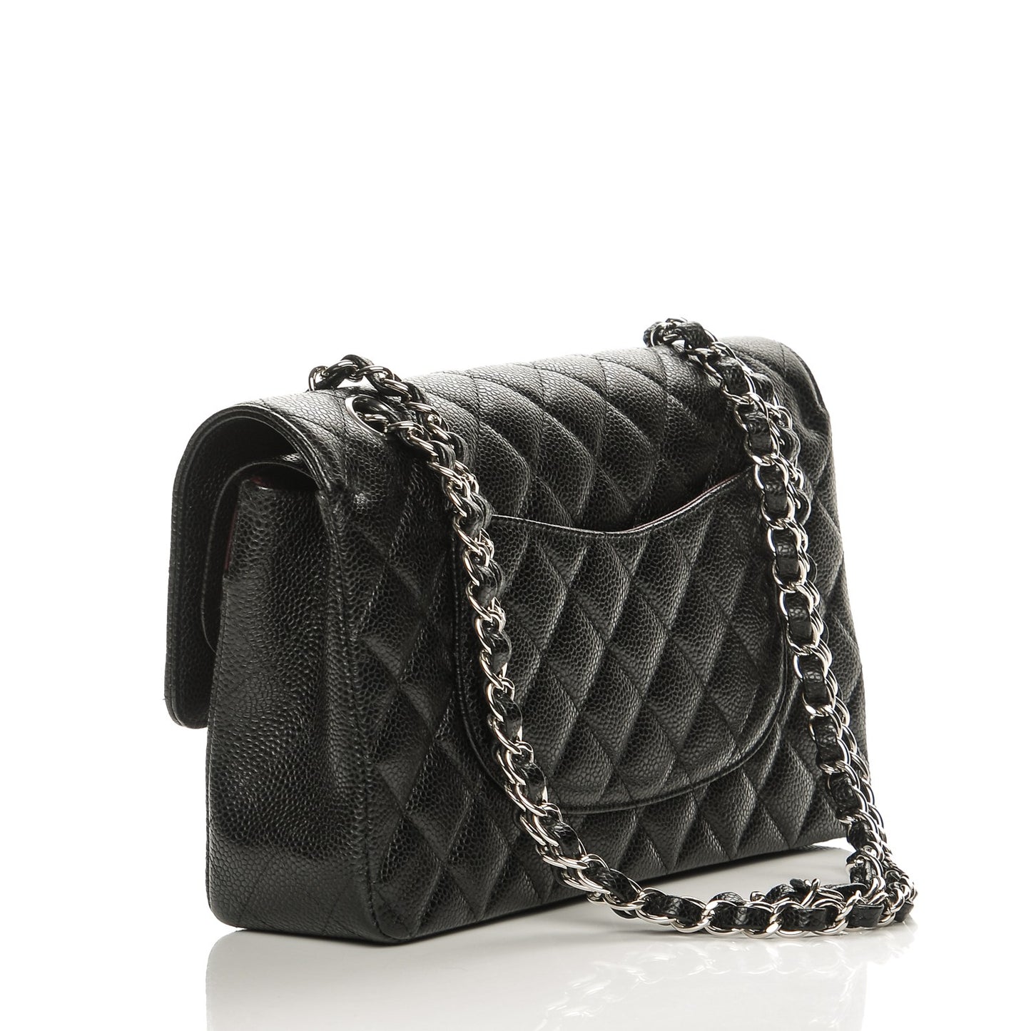 Caviar Quilted Medium Double Flap Black