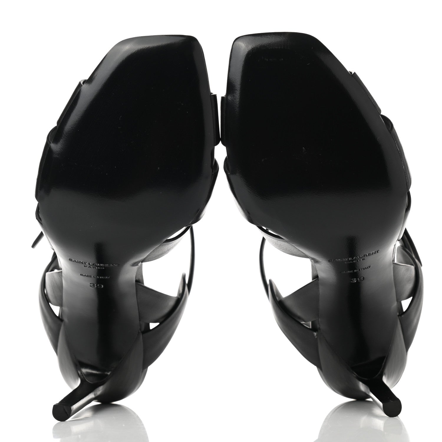 Saint Laurent Calfskin Tribute Sandals 39 Black 5 of 9