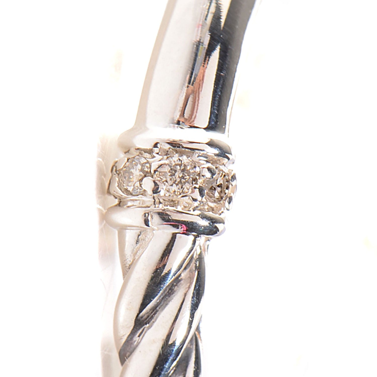 David Yurman Sterling Silver Pave Diamond Small Metro Hoop Earrings 5 of 7