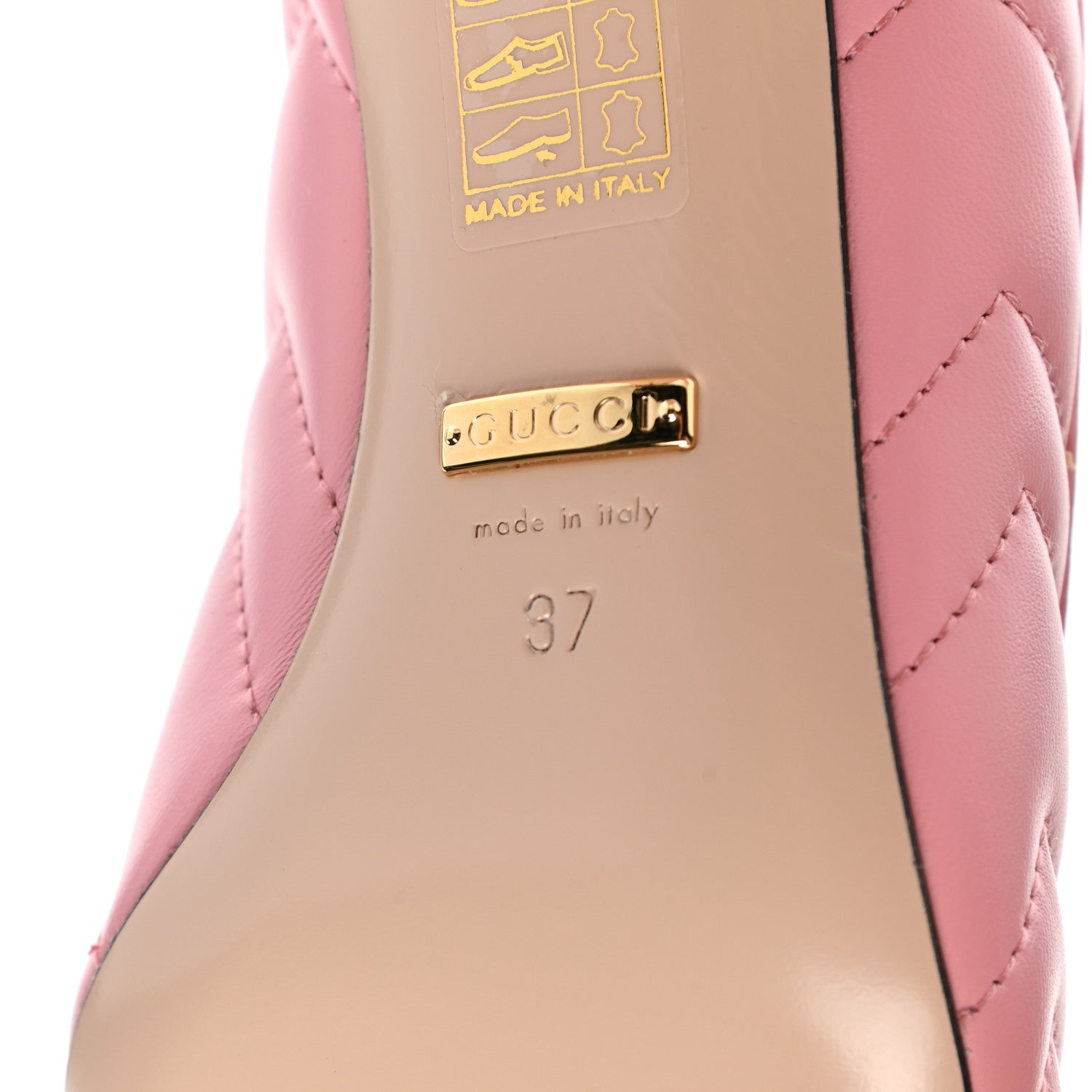 Gucci Nappa Charlotte Chevron Matelasse Double G 75mm Pumps 37 Wild Rose 6 of 8