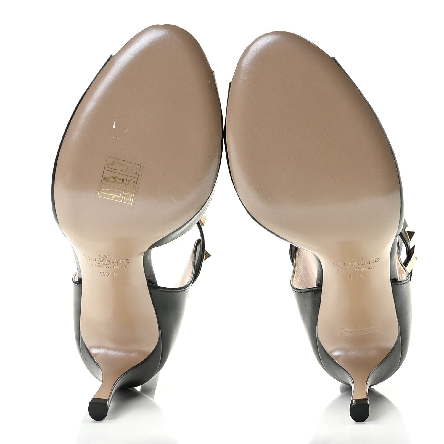 Valentino Garavani Calfskin Rockstud Ankle Strap Sandals 37.5 Black 9 of 14