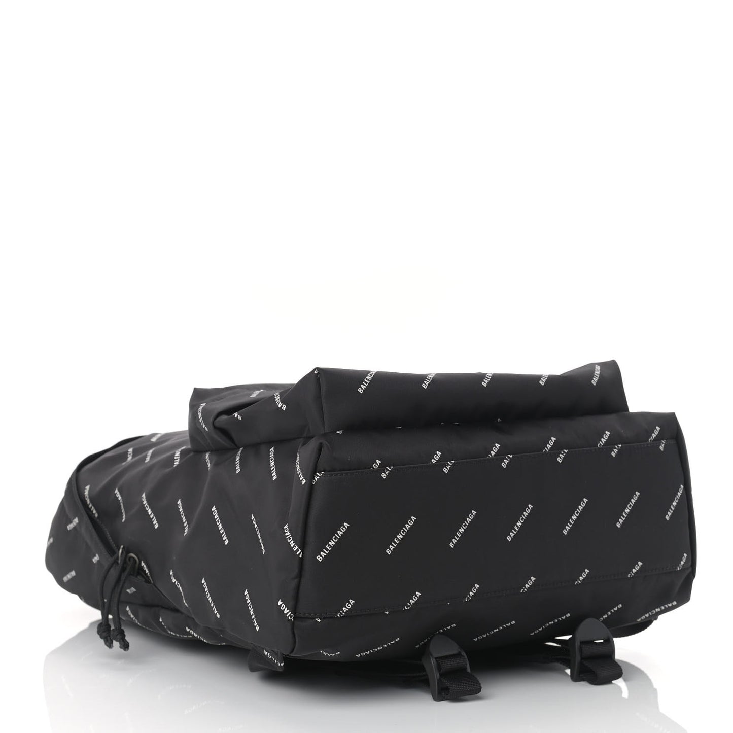 Twill Nylon Allover Logo Print Explorer Backpack Black White