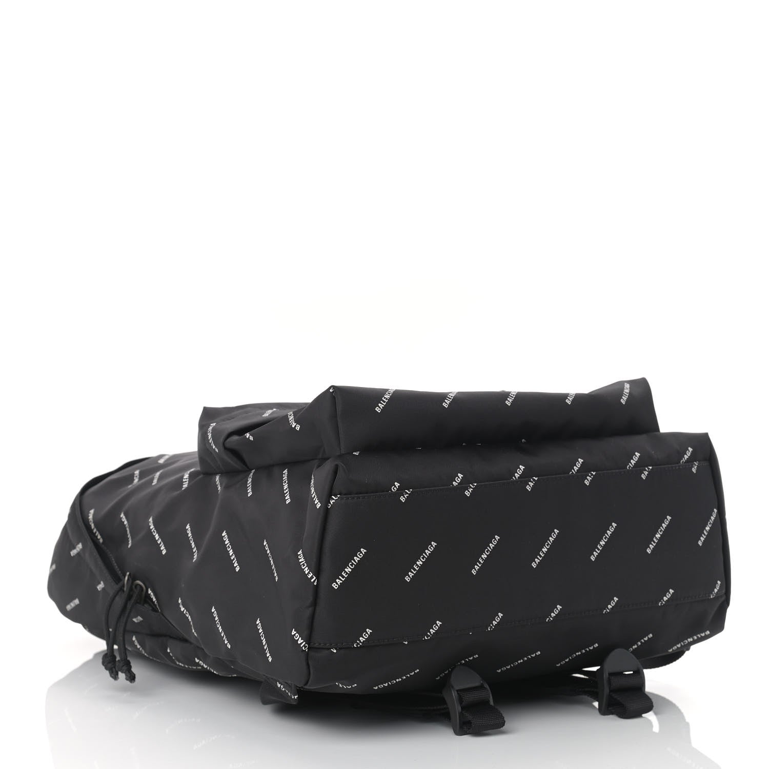 Balenciaga Twill Nylon Allover Logo Print Explorer Backpack Black White 4 of 8