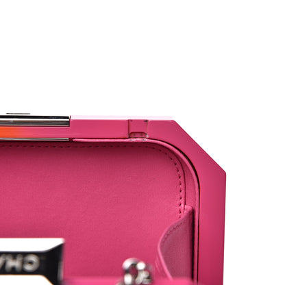 Chanel Faded Plexiglass CC Boy Brick Clutch Pink Orange 10 of 15